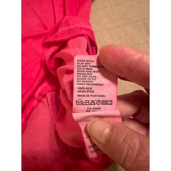 Women’s Majestic Filatures Pink 100% Silk Cap Sleeve Scoop Neck Hand Dyed Tee - Picture 6 of 10